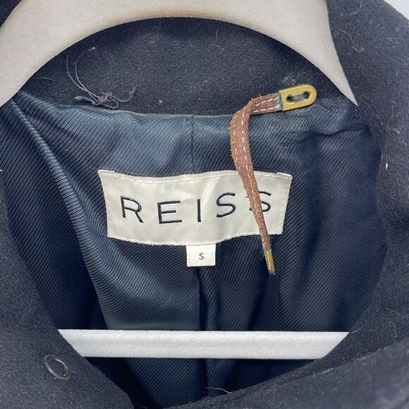 Reiss wool blend double breasted asymmetrical zip midi winter coat sz S - Picture 6 of 7